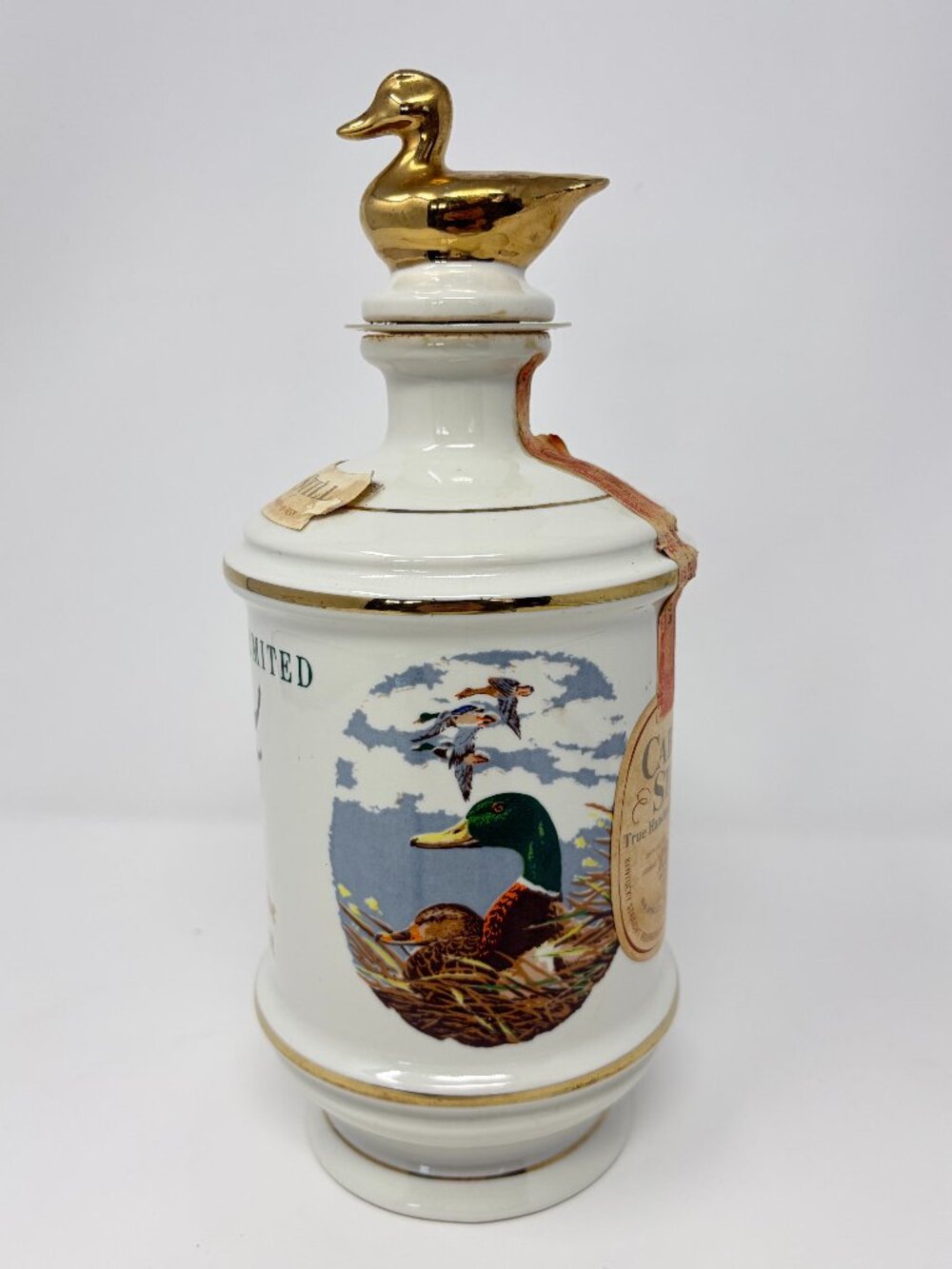 Cabin Still 1973 Ducks Unlimited Commemorative Decanter Talisman Porcelain Hunt